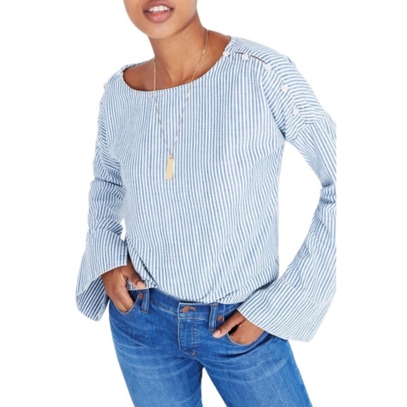 Madewell Tops - Madewell Striped Button Shoulder Top